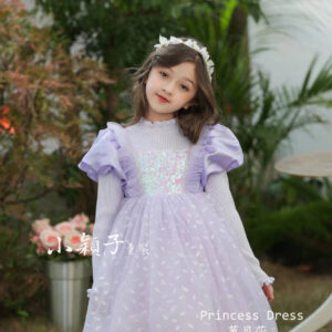 🔥【台灣現貨】🔥 泡泡袖亮片公主紗裙 連衣裙  年服 510019-350