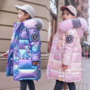 【台灣現貨】中大童 女童 炫彩亮面免洗羽絨服