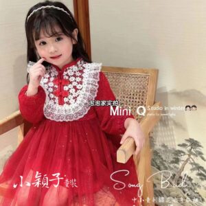 【台灣現貨】中小童刺繡花朵年服裙