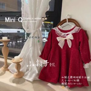 【台灣現貨】加絨花邊蝴蝶結年服裙