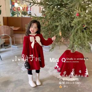 【台灣現貨】中小童 女童 時尚 加絨大蝴蝶結年服裙