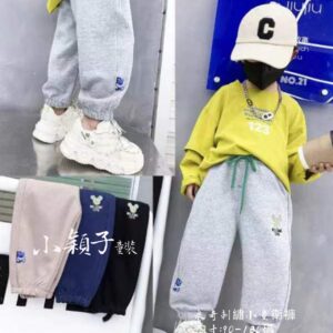 【台灣現貨】中小童 男女童米奇刺繡衛褲