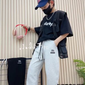 【台灣現貨】中大童 男女童字母OU針織休閒褲