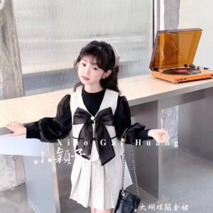 🔥【台灣現貨】🔥中大童 韓系女童大蝴蝶結套裙 650001-300