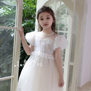 【台灣現貨】珍珠泡泡袖公主紗裙