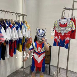 【台灣現貨】中小童 男童 女童琥珀帶面具亮燈速乾奧特曼套裝