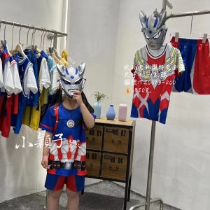 【台灣現貨】中小童 男童 女童琥珀冰絲速乾帶面具奧特曼套裝