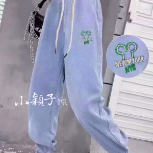 【台灣現貨】中大童 男女童刺繡小兔天絲棉炒鹽牛仔