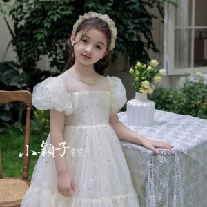 🔥【台灣現貨】🔥中大童 女童蒽貝莎滿版亮片星星公主紗裙 連衣裙500043-350