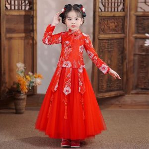 🔥【台灣現貨】🔥 中國風 女童 古風漢服櫻花 中大童套裝 550014-175