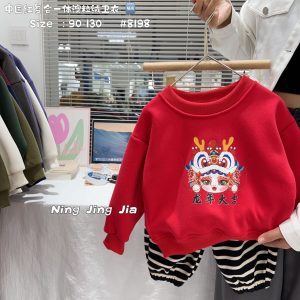 🔥【台灣現貨】🔥 2024年 龍年 龍年大吉 中小童 男女童 中國紅復合一體奧粒絨年服 衛衣 800017-115