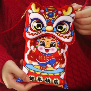 🔥【台灣現貨】🔥2024年龍年捏一捏會響新年快樂布藝紅包🧧