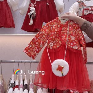 🔥【台灣現貨】🔥中國風帶包加絨網紗裙810041-320