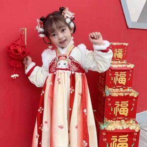 🔥【台灣現貨】🔥中國風漢服龍年龍寶寶加絨拜年裙810037-440